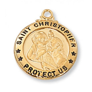 Gold Over Silver Medal of Saint Christopher with 20-inch Chain - Engravable