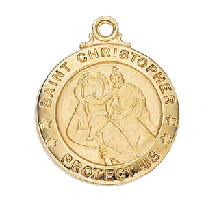 Gold Over Silver Medal Of Saint Christopher Chain Engravable