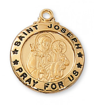 Gold Over Silver Medal Of Saint Joseph Chain Engravable