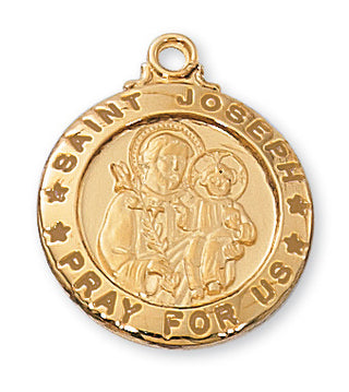 Gold Over Silver Medal Of Saint Joseph Chain Engravable
