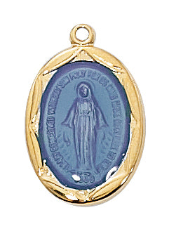 Gold Over Sterling Silver Blue Miraculous With Chain