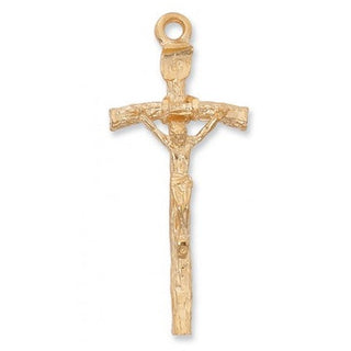 Gold Over Silver Papal Crucifix WithInch Chain