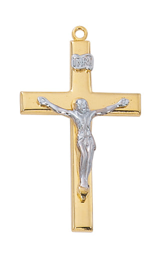Gold Over Silver Crucifix WithInch Chain 