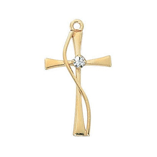  Chain Gold Over Sterling Silver Cross Cubi J