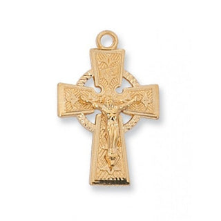 Gold Over Silver Celtic Crucifix With Chain