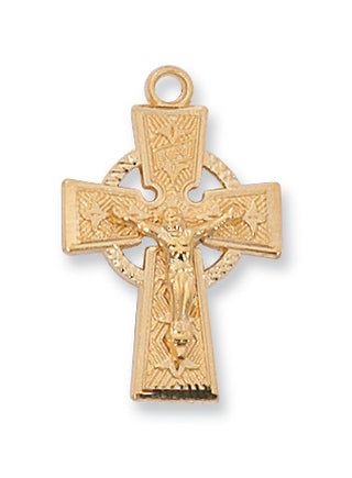 Gold Over Silver Celtic Crucifix With Chain