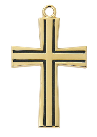 4 Chain Gold Over Sterling Silver Cross Blac J