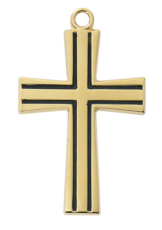4 Chain Gold Over Sterling Silver Cross Blac J