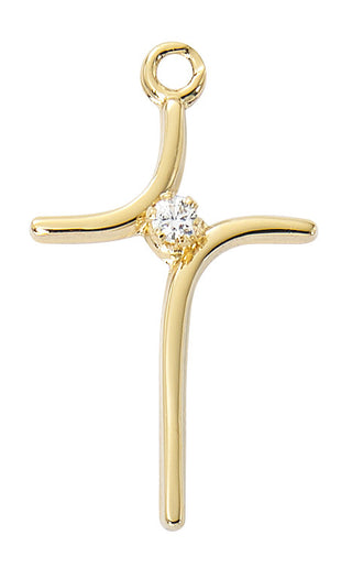  Chain Gold Over Sterling Silver Curved Cro J4