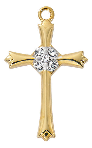  Chain Gold Over Sterling Silver Cross Cubi J