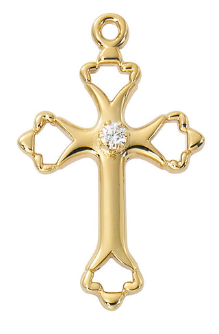 Chain Gold Over Sterling Silver Cross Cubi J