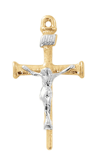  Chain Gold Over Sterling Silver Nail Cross J4