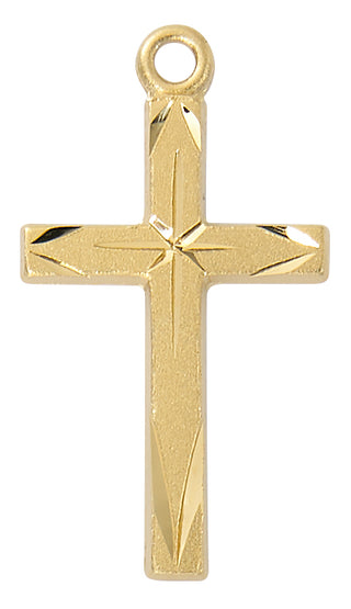  Chain Gold Over Sterling Silver Cross Wbri J4