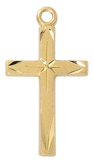  Chain Gold Over Sterling Silver Cross Wbri J