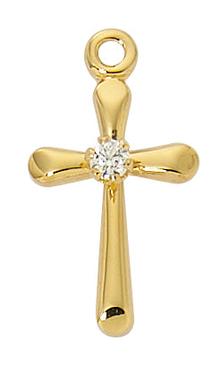  Chain Gold Over Sterling Silver Cross Wcub J4