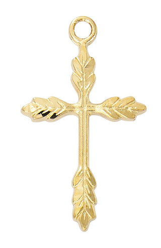  Chain Gold Over Sterling Silver Wheat Cros J