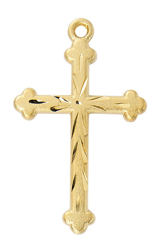  Chain Gold Over Sterling Silver Cross Wbri J4