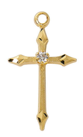  Chain Gold Over Sterling Silver Cross Cubi J