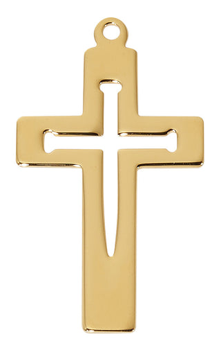 4 Chain Gold Over Sterling Silver Nail Cross J