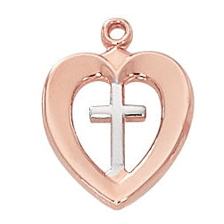 Rose Gold On Sterling Two Tone Cross Jr