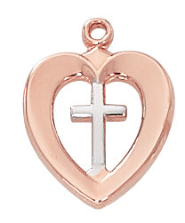 Rose Gold On Sterling Two Tone Cross Jr