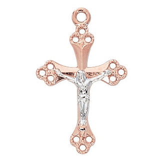 Rose Gold On Sterling Crucifix Jr
