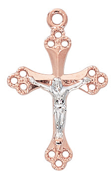 Rose Gold On Sterling Crucifix Jr