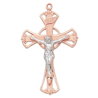 Rose Gold On Sterling Crucifix Jr