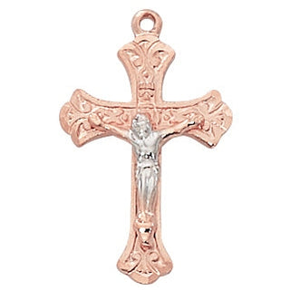Rose Gold On Sterling Crucifix Jr