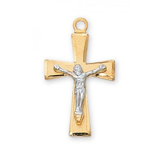 Gold over Silver Tutone Crucifix with 18" Chain