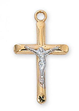 Gold over Silver Tutone Crucifix with 18" Chain