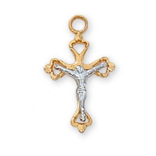 Gold Over Silver Tutone Crucifix With Chain