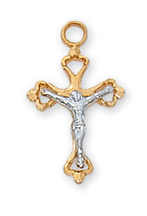 Gold Over Silver Tutone Crucifix With Chain