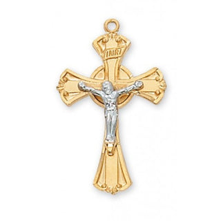 Gold Over Silver Tutone Crucifix With Chain 