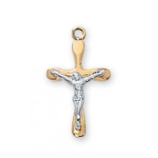 Gold over Silver Tutone Crucifix 13with Chain"