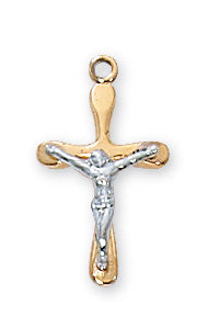 Gold Over Silver Tutone Crucifix With Chain
