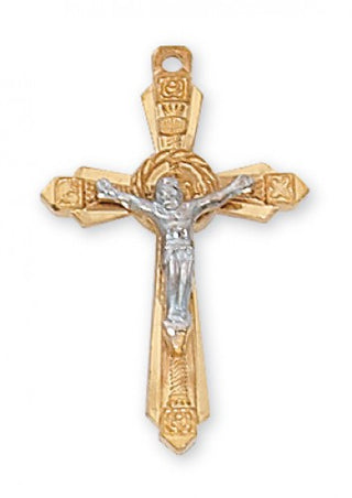 Gold Over Silver Tutone Crucifix With Chain 4