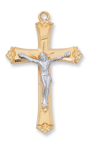 Gold Over Silver Tutone Crucifix With Chain