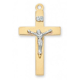 Gold Over Silver Tutone Crucifix Chain