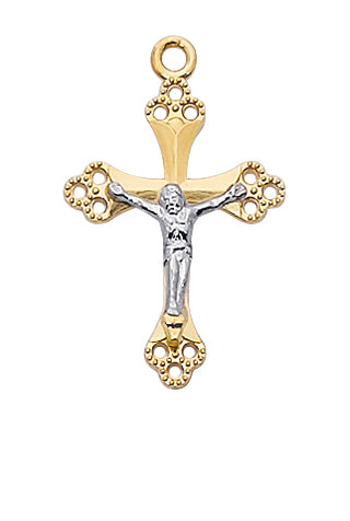 Gold Over Sterling Two Tone Crucifix Pendant Jt