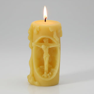 Jesus on the Cross 100% Beeswax Prayer Candle