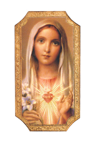 Immaculate Heart Of Mary Florentine Plaque 4.75X9"
