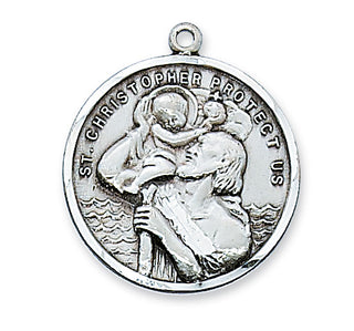 Sterling Silver Saint Christopher WithInch Chain