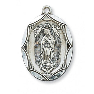 Sterling Silver Guadalupe Medal 24-inch Chain