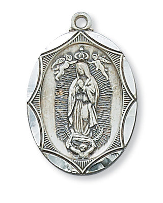 Sterling Silver Guadalupe MedalInch Chain