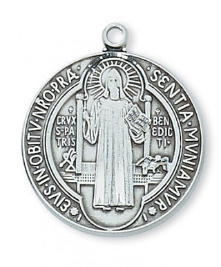 Sterling Silver Saint Benedict WithInch Chain