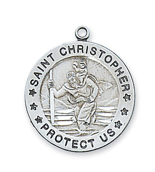 Sterling Silver Saint Christopher WithInch Chain 
