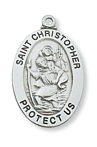 Sterling Silver Saint Christopher Medal With Chain