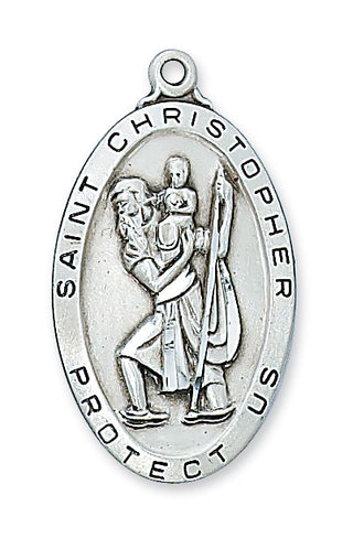 Sterling Silver Saint Christopher WithInch Chain 