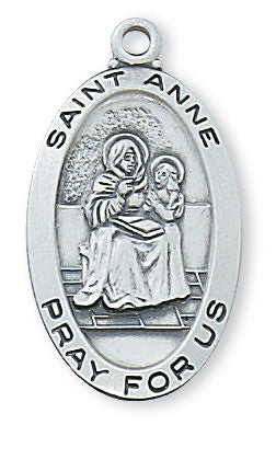 Sterling Silver Medal Of Saint Anne With Chain Engravable